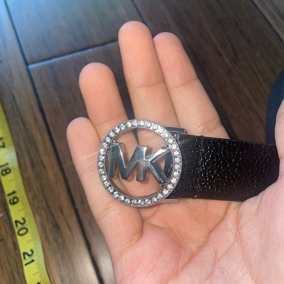MK🖤bling  belt black leather belt Michael Kors belt rhinestone belt - Picture 14 of 15